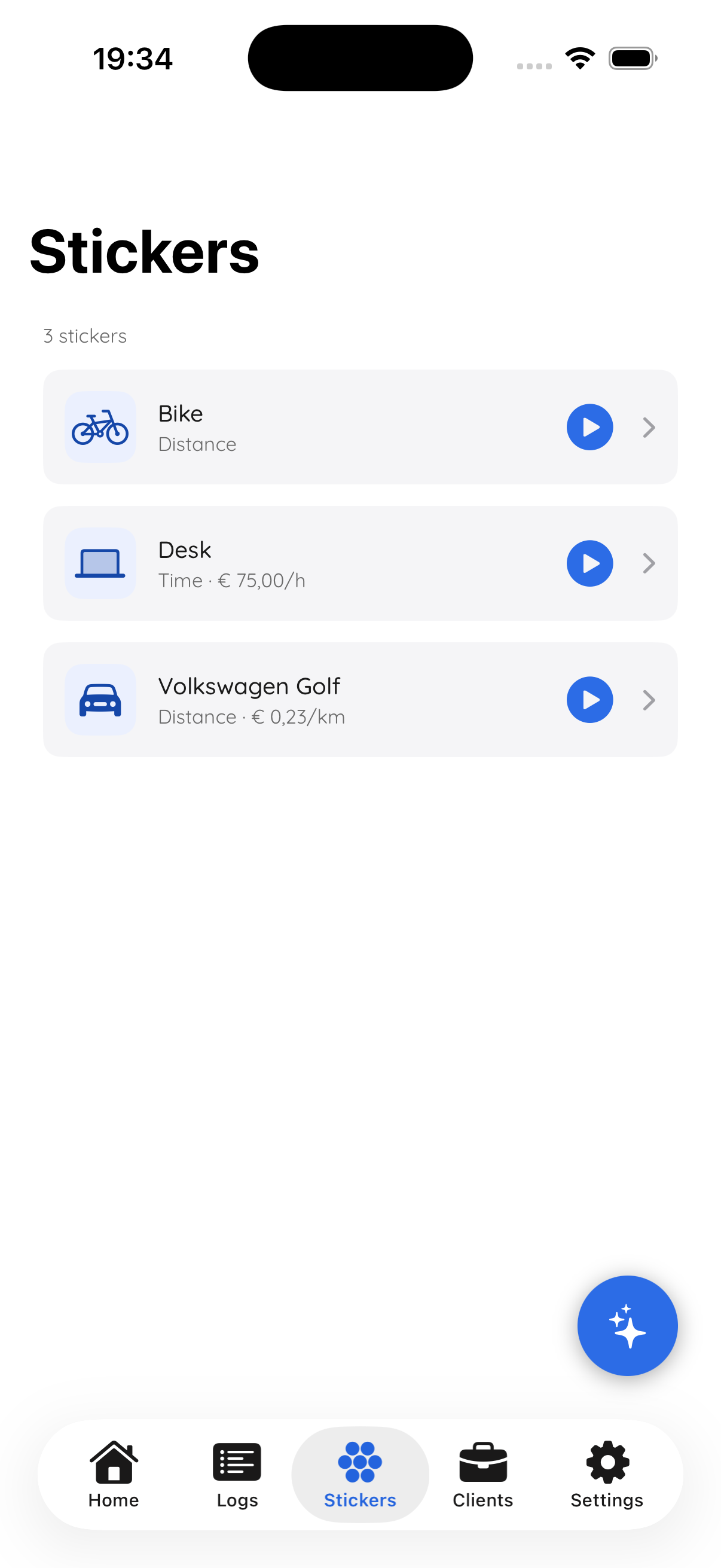 Tags configured per vehicle and client